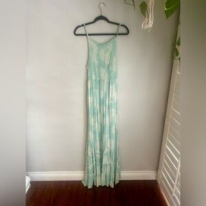 Torrid Smocked Tropical Vacation Mint Green Maxi Dress